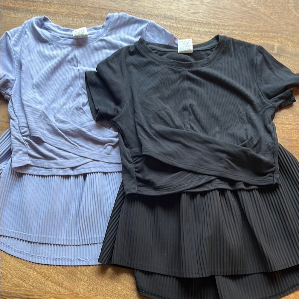 All in Motion Kids' Black and Lavender Short Sleeve Tees with matching Skorts